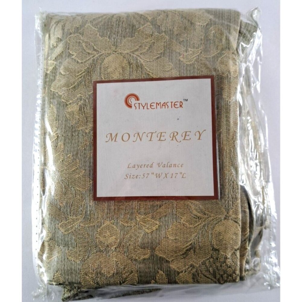 NEW Layered Valance Gold Stylemaster Monterey Damask Tapestry Elegant 57x17